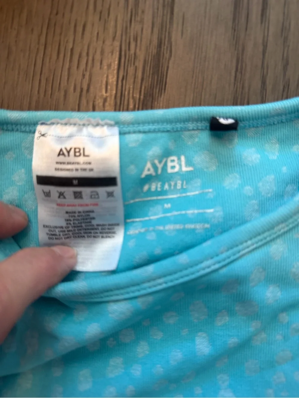 AYBL Aqua Floral Crop Sports Bra Sz M
